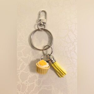 Hand Crafted Yellow Cupcake Tassel Keychain